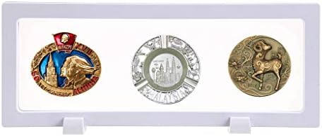 Exibição flutuante de Skelang 3D, suporte de exibição de suporte para moedas retangulares brancos, caixa de moldura de suspensão 9 × 3,54 × 0,75 para moeda de desafio, chip, jóias, pino, papel, conjuntos de 3