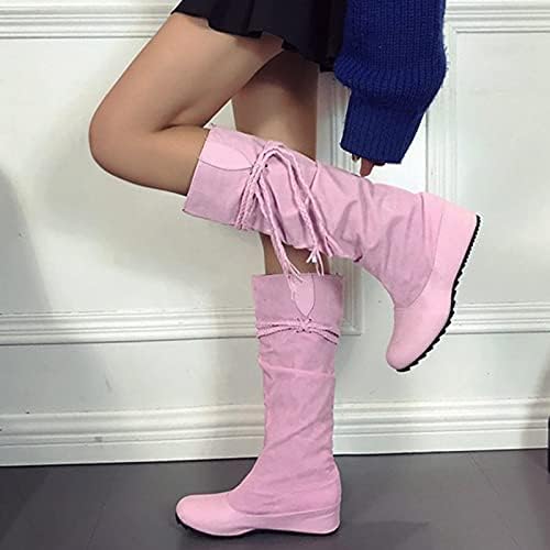 Botas de cunha para mulheres mais botas de moda de dedo dedo boots femininos altos botas redondos tamanho do tamanho das botas aumentou botas femininas botas para mulheres