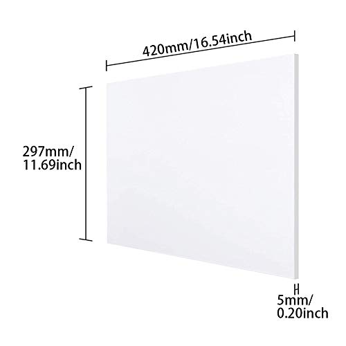 Folha de acrílico de Bettomshin A3 Clear Plexiglass Plástico Placa plástico Placa Plexiglass Placa para quadros de imagens Significadores de sinal DIY DIY, 5 mm de espessura, 420mm x 297 mm, 1pcs