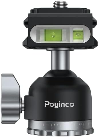 Poyinco Tripod Mini Ball Head de 360 ​​graus Girando a bola panorâmica com uma placa de sapato de parafuso de 1/4 , para