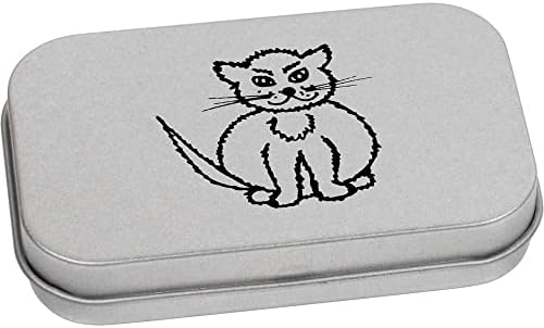 Azeeda 'Sitty Cat' Metal Articled Stationery Tin/Storage Box