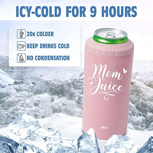 SandJest Mom Tumbler e CAN mais refrigerado - 4 em 1 Design Mom suco Travel caneca para a maioria das garrafas de cerveja magras de 12 onças - presentes para mães da filha, filho no aniversário, dia das mães, Natal