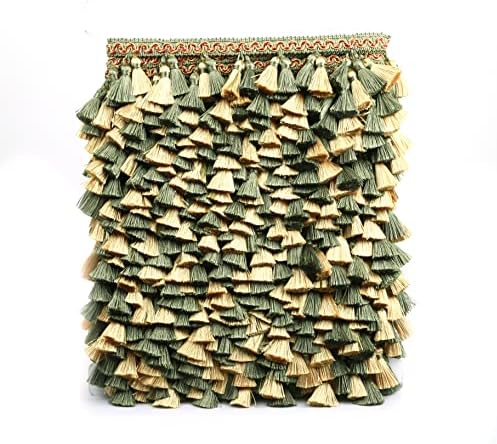 Hedonghexi Tassel Fringe acabamento de 5,25 jardas x 2,56 polegadas de luxo com miçangas de miçangas com enfeites de franjas para cortina de sofá de cortina decoração