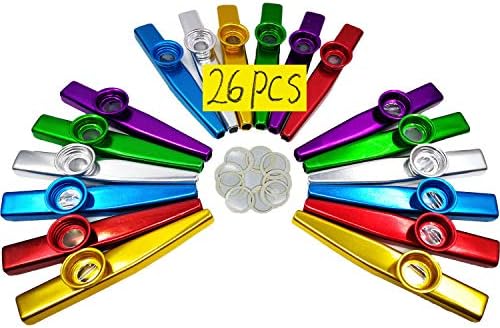 FARTMA 26PCS Metal Kazoos com diafragmas de flauta de 20pcs kazoo, instrumentos musicais, bom presente para crianças, um bom