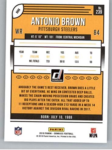 2018 Donruss Football 239 Antonio Brown Pittsburgh Steelers NFL Card NFL