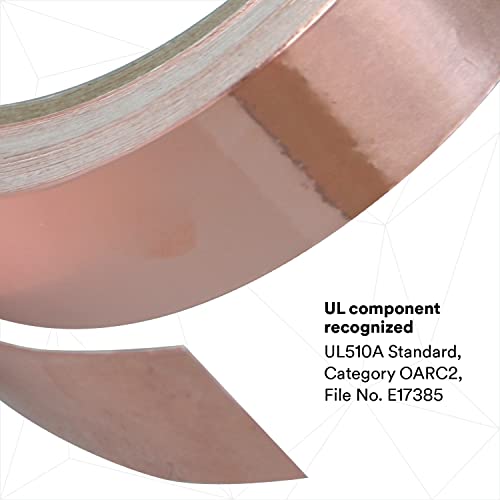 3M EMI Copper Foil Shielding Fita 1181, embrulho de cabo, não corrosivo, corte de matriz, 1 em x 18 m, 9/caso