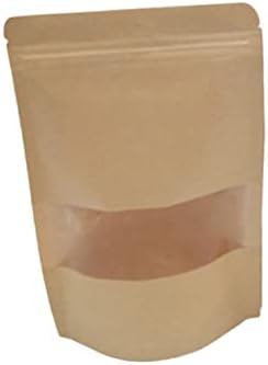 OPERITACX 25pcs embalagem Kraft Paper Brown Sacos de embalagem Sacos Stand Up Pouch Kraft Papel Sacos de embalagem Sacos de sacos de alimentos selvagens Sacos de armazenamento selado com zíper com zíper de zíper de sacos de vedação vertical