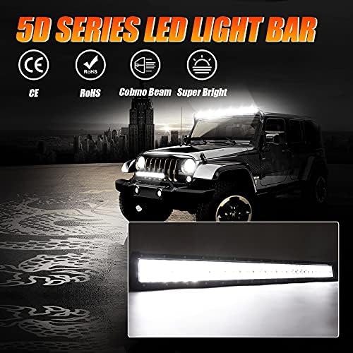 Barra de luz de luz LED de 32 de 32 Luzes de condução LED LED LED LED LEITA LUZ LENS FOG LENS FOG 5D Com fiação para carro, caminhão, veículo offroad, ATV, UTV, captador