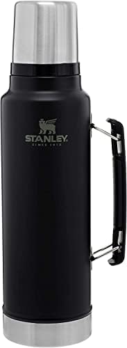 Stanley Classic Vacuum isolado Bocal largo, preto fosco- Thermos de aço inoxidável de 18/8 sem BPA para bebidas frias e quentes-
