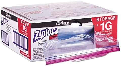 Ziploc 682257 Bolsas com zíper duplo, plástico, 1Gal, 1,75mil, Clear W/Write-On, 250/caixa