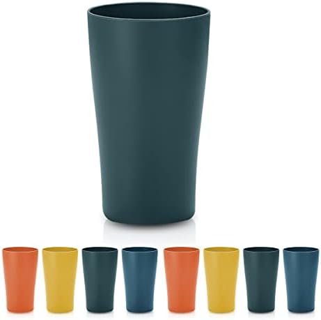 Kyraton Cups de plástico reutilizável 8 peças, copo de água inquebrável de água, copos de copos para viagens ao ar livre de viagens à beira da piscina de banheiro adulto crianças leves, fácil de transportar BPA grátis