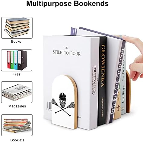 Black Lacrosse Book Book Endswooden Bookends Holder para prateleiras Livros Divisor Moderno Decorativo 1 par