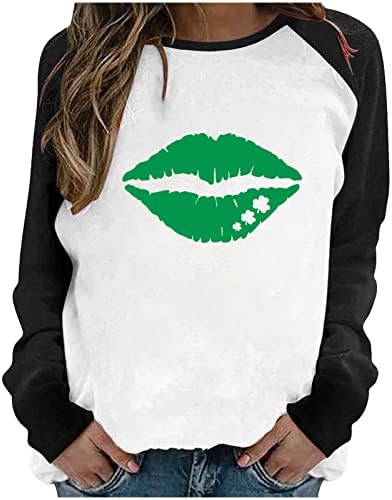 Blusa feminina Fall Summer Roupas Trendy Long Slave Crewneck Cotton St. Patrick Day Top Tshirt para Ladies I1 i1