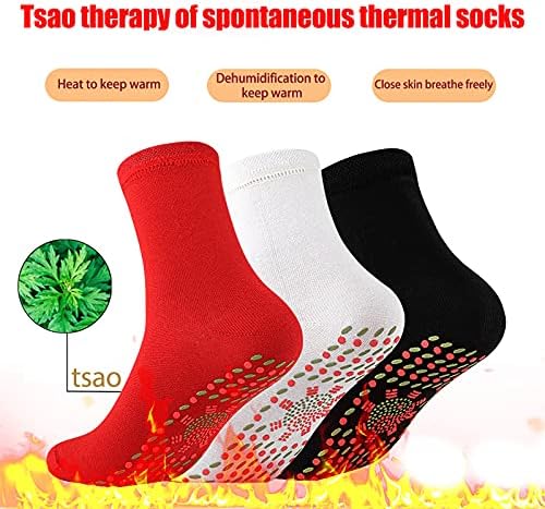 3 pares de meias de outono de inverno para mulheres, meias aquecidas com aquecimento magnético e confortável de inverno que quente