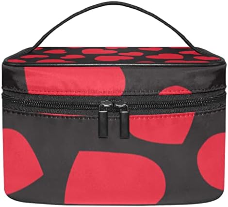 Bolsa de maquiagem de viagem Yoyoamoy, corações vermelhos saco grande de bolsas de cosméticos maquiagem organizadora Multi Função