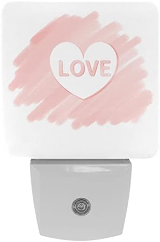 Rodailycay sensor de luz Light Light Love Heart, 2 Packs Night Lights Conecte-se na parede, luz noturna de LED branca quente para