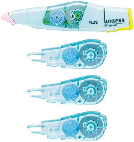 Além da fita de correção, PT mais branco, unidade principal, 0,2 polegada, 1 peça, fita de substituição, 0,2 polegada, conjunto de 3, azul pálido
