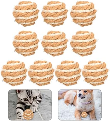 IPETBOOM KITTEYS TOYS CHEW TOY 10PCS CAT SISAL TOY Toy Pequeno Cat Scratcher Cat Chew Borda Toys de filhote de filhote de dentição Brinquedo de corda para mastigar agressivos Toys de dentição de gato de gato de estimação agressiva