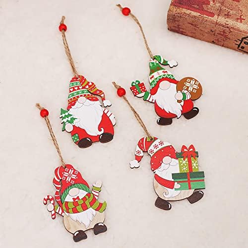 Decorações penduradas no Natal para ornamentos de Natal de porta pintados de madeira sem rosto pingente gnome pendente laços de natal