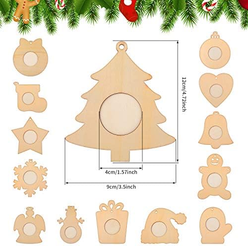 14 peças Picture Wood Ornamentos de christmas Photo Ornament Frames Ornamentos de árvore de Natal para molduras de férias