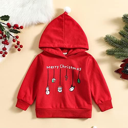 Capuz de moletom de 6 meses Capuz para meninos meninas meninas de Natal Manga longa Papai Noel Papained Pullover camiseta de camiseta