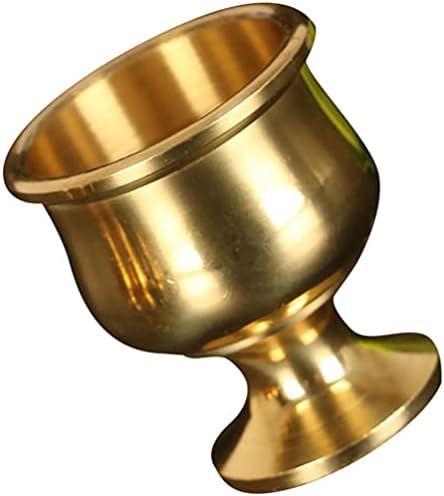 Ultnice Auspicicicicous Brass Chalice Cup: Pequeno bronze alto polido Holy Wine Goblet Shot Shot Copo Ghee Lâmpada Lâmpada