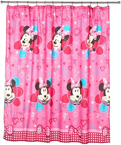 Jay Franco Disney Mouse Taber Curtain-'Fucshia, 70 x 72, Minnie Pink Hearts