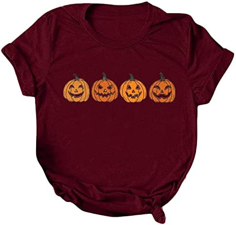 Camisetas de halloween para mulheres tops impressos soltos moda o pescoço tees de trabalho camisetas de manga curta casual