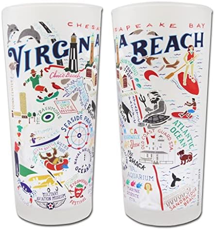 Catstudio Virginia Beach Drinking Glass | Obra de arte inspirada na geografia impressa em uma xícara de gelo