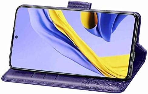 Gyhoya Compatível com a capa da carteira Samsung Galaxy A42 5G para mulheres, fólio de couro com estojo de proteção de kickstand magnético e suporte para cartas para Samsung Galaxy A42 5g Butterfly Purple SD