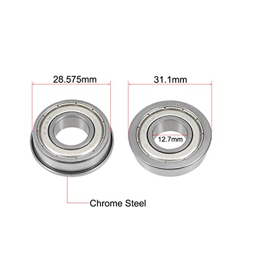 UXCELL FR8ZZ FLANGE ROLAMENTO DE ELAÇÃO 1/2 X1-1/8 X5/16 Rolamentos de aço cromado de blindagem dupla 2