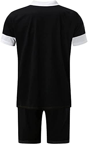 T-shirt tracksuit de camiseta casual masculino 2 homens homens de verão de manga curta colorblock atlético Henley camisas e shorts