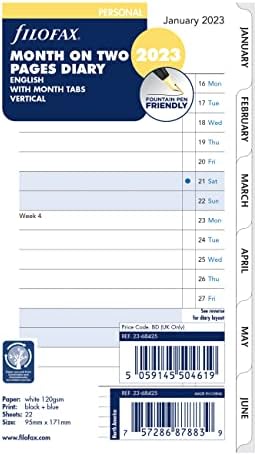 FILOFAX RECILL, TAMANHO PESSOAL/COMPACTO, Month-a View, White Paper, Governou, Inglês, 2023