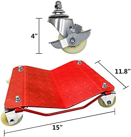 Ebuy Car Dolly Conjunto de 4 peças Patins de pneus pesados ​​Patins com capacidade de rolamento de 6000 libras para mover carros vermelhos