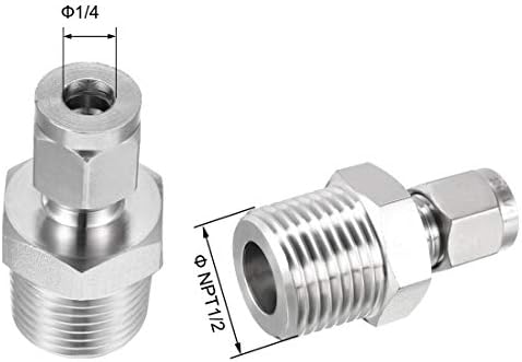 Ajuste do tubo de compressão UXCELL, 1/2 NPT MACH X ITU1/4 TUBO OD com Ferrules duplos