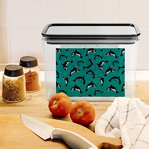 Recipientes de armazenamento de padrões de baleias Caixa de plástico transparente com tampas para caixas reutilizáveis ​​para lanches de cereais de cozinha.