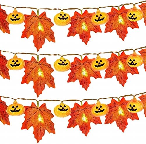 Guolarizi Ação de Graças Caixa de Bateria de Halloween LED Maple Folha de folhas de luz de luz interna e externa