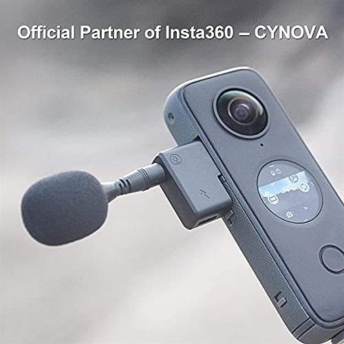 Cynova Insta360 Um adaptador de microfone duplo x2, 3,5 mm de microfone compatível com um x2 microfones extrenais,