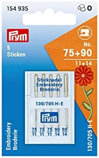 PRYM SCHMETZ 154935 Bordado de agulhas de máquinas de costura, nº 75 e 90, Sticken, und, prata