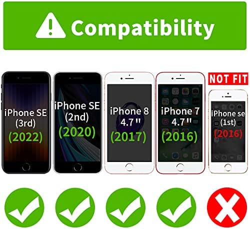 FYY Projetado para iPhone SE Case 2022 / iPhone SE CASO 2020 / iPhone 7 Case / iPhone 8, capa de carteira de couro PU PU com tampa