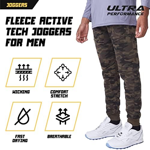 Ultra Performance 3 Pack Pack Fleece Active Tech Joggers para homens, calças masculinas com bolsos com zíper