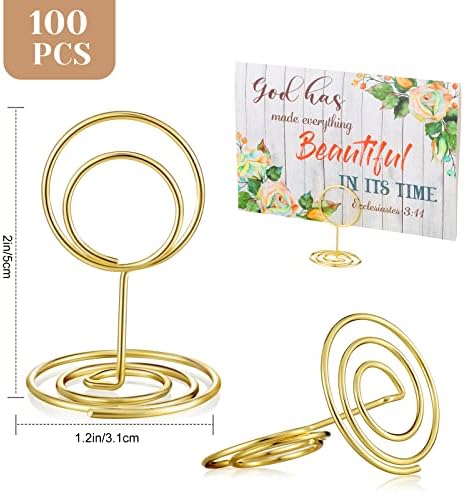 100 PCS 2 polegadas Titulares de tabela de tabela de ouro Gold Plac Card Titulares em forma de imagem Round Picture Sinais de tabela de mesa Table Stands Menu MEMO CLIPS PARA O CENTERNO DE CEDIMENTO Festa