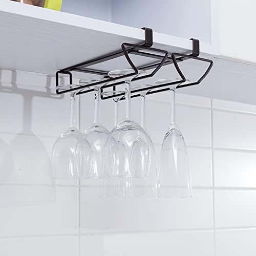 GittColl Iron Wine Glasses Rack sob o gabinete Stemware Holding Suports No Drilling Metal Wine copos Goblets Rolução de peso 9 kg de organizador de secagem armazenamento para armário de cozinha bar