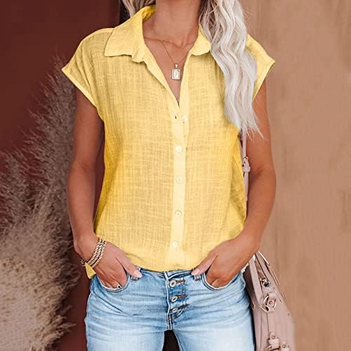Anoo Button Casual Down Up Tees For Teen Girls Summer Summer Fall Sleeve Sleeve Linen Fit Fit Bloups Basic Blouses Tshirts Mulheres 2023