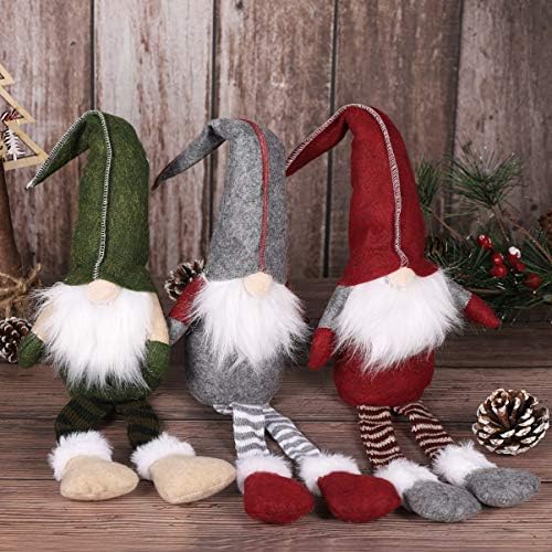 Toyvian 3pcs feita à mão Decoração de gnomo de Natal, estatuetas suecas sentadas sentadas no conjunto de decoração de garrafa de