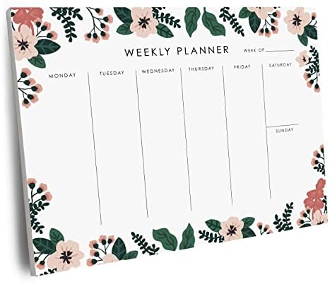 Planejador semanal no bloco - 9x7 ”polegadas, 52 lençóis arrancados - 2023 Organizador de Planejador de Mesa / Calendário sem data
