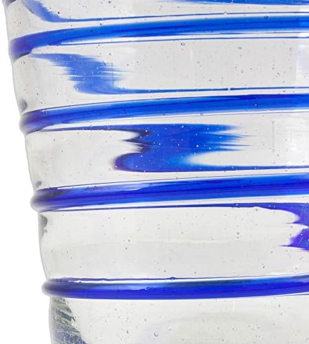 Novica Artisan Crafado Clear Blue Mandlaado Reciclagem de Vinho Reciclagem Giclets, 10 oz. 'Espirais de cobalto'