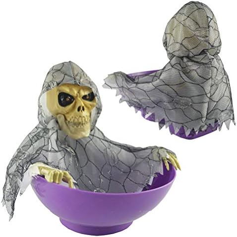 Decorações de casa de Halloween, Halloween Electric Toy Candy Bowl com Jump Skull Hand Party Scary Party Decoração assustadora Skull Skull Bowl Bar Horror Prop Without Battery