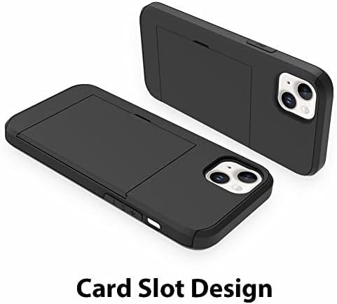 Ziye para iPhone 13 Case com porta-cartão, para iPhone 13 Caixa de carteira Anti-arranhão camada de bolso oculto capa à prova de choque compatível com iPhone 13 5g-Black
