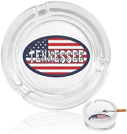 American Tennessee Flag Glass Ashtrays para cigarros lixo à prova de vento pode imprimir bandejas de cinzas sofisticadas para